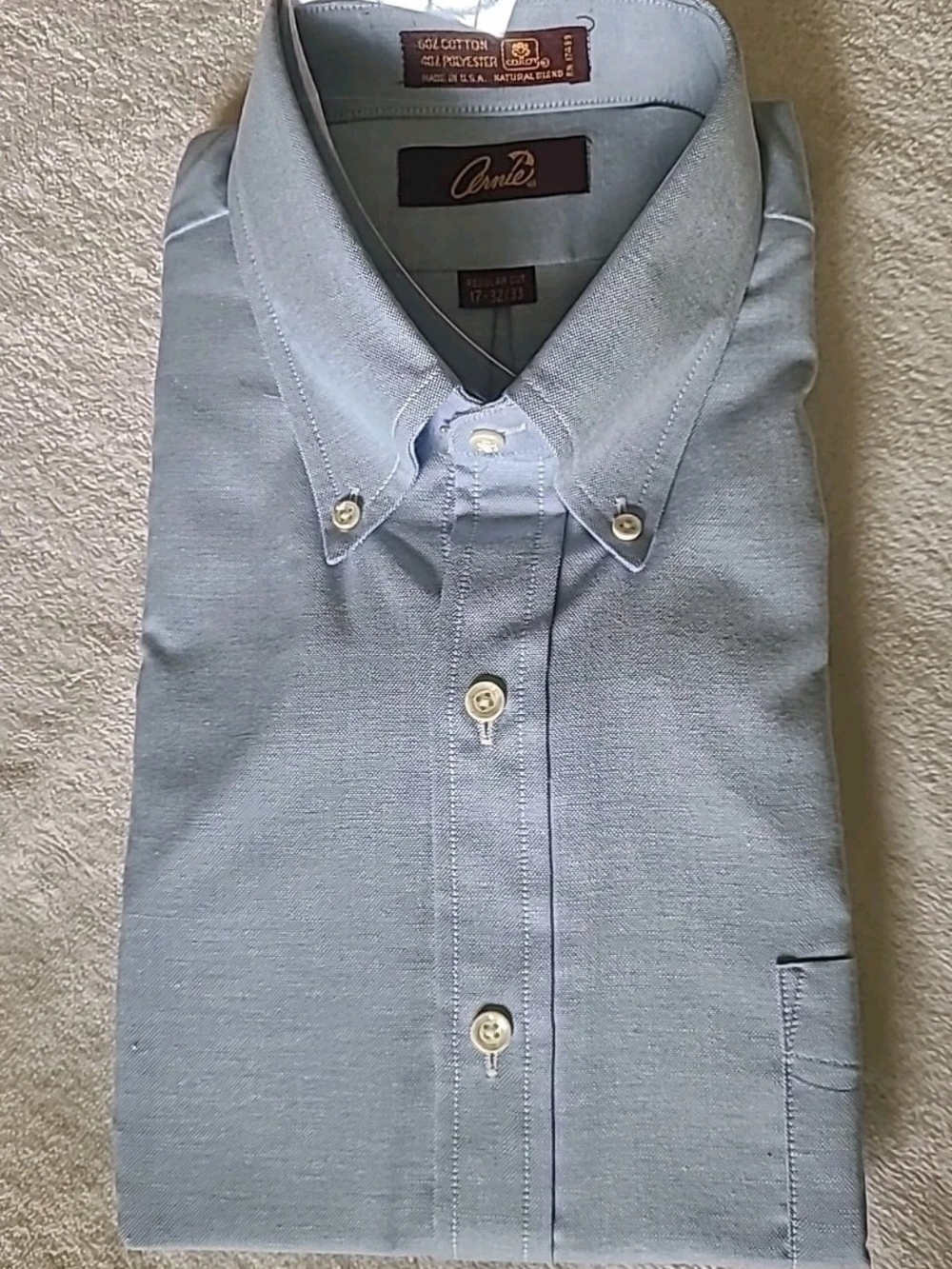 Arnie Men's Light Blue Button-Down Dress Shirt Size 17 32/33 NWT - Picture 3 of 11